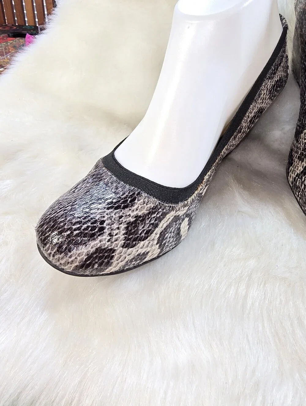 BCBGeneration Nalisa Women’s Snake-Print Wedge Pumps - Black/Gray